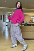 Conrad Batwing Ruffle Cuff Knit Hot Pink